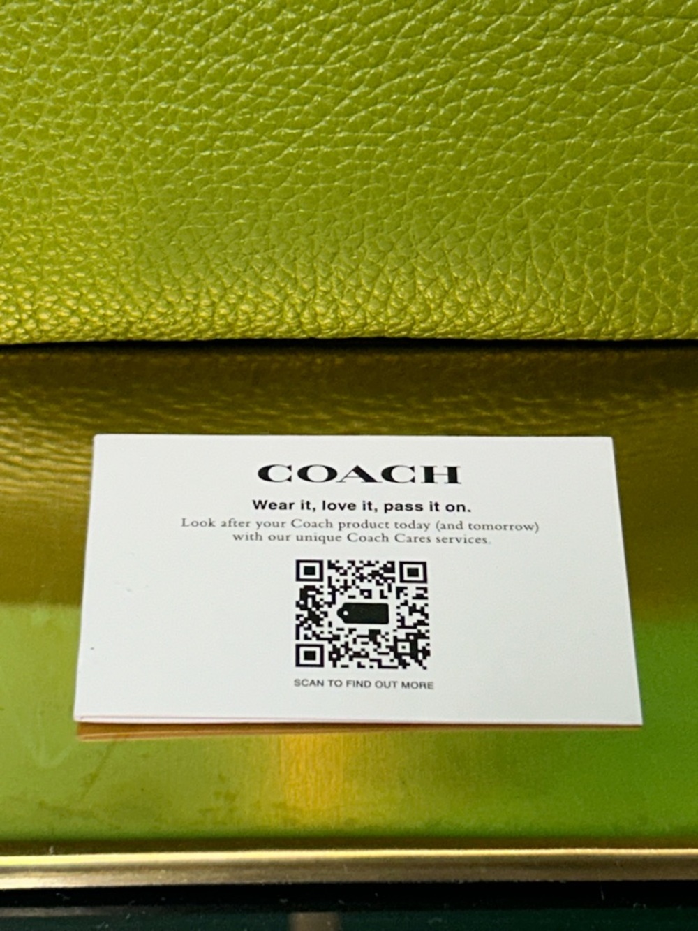 COACH Pebbled Leather Wristlet in Lime Green - Picture 9 of 14